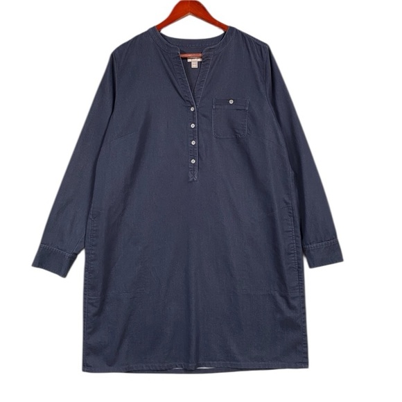 J. Jill Denim Stretch Shirt Dress Long Sleeve Size L Blue - Picture 1 of 8